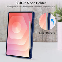 Load image into Gallery viewer, ProElite Cover for Samsung Galaxy Tab S11 Ultra 14.6 inch, Smart Flip Case Cover for Samsung Galaxy Tab S11 Ultra 14.6 inch with Pen Holder, Dark Blue [Transparent Back]
