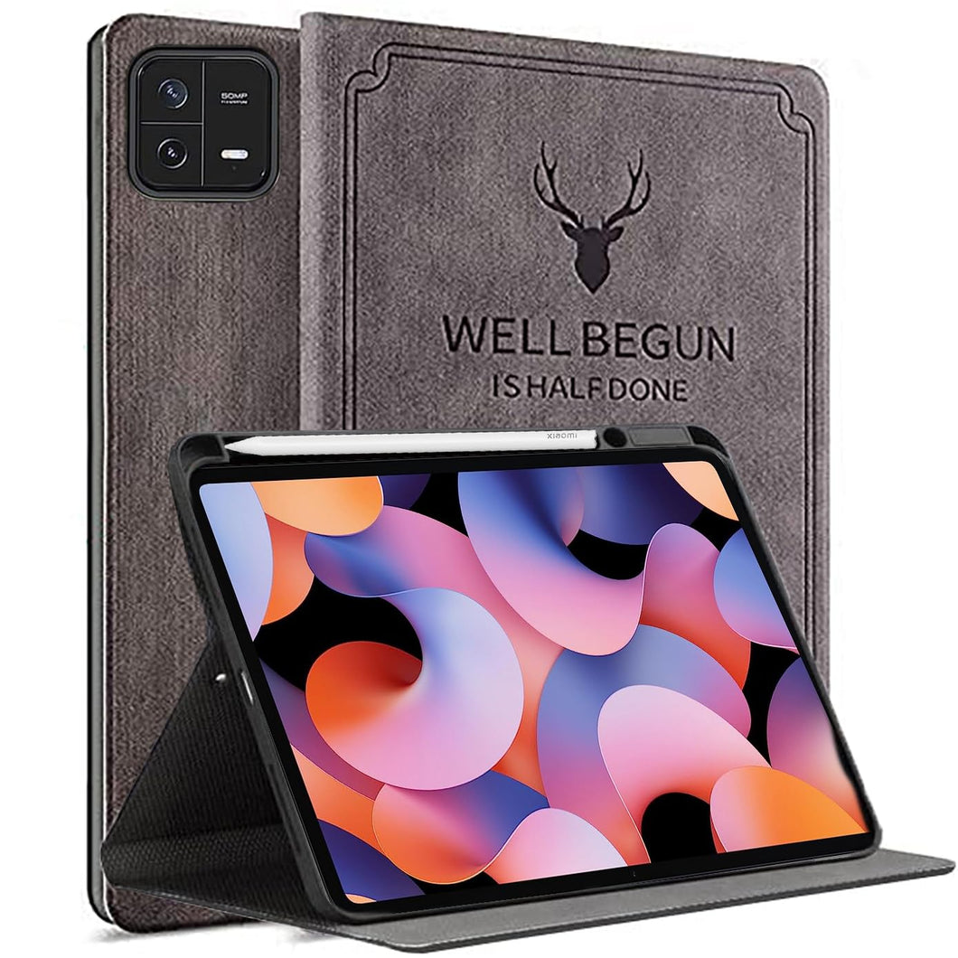 ProElite Deer Flip case Cover for Xiaomi Mi Pad 6 11 inch Tablet with Pen Holder, Coffee