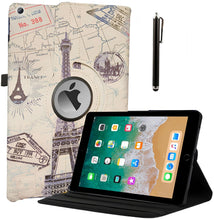 Load image into Gallery viewer, ProElite 360 Rotatable Smart Flip Case Cover for Apple iPad 9.7 inch 2018/2017 5th/6th Generation Air 1 Air 2 with Stylus Pen, Eiffel
