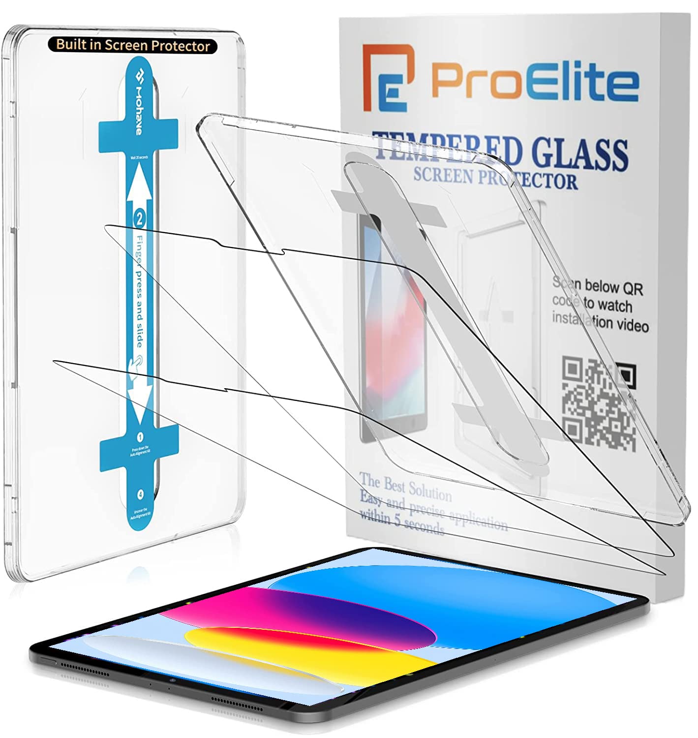 ProElite [2-Pack] Tempered Glass Screen Protector for Apple iPad 11th/10th  Gen (2025/2022) with Auto Alignment Kit