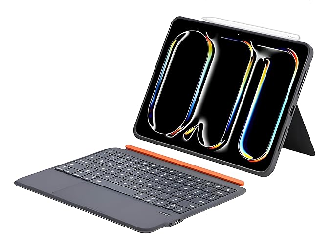 ProElite Wireless Bluetooth TouchPad Keyboard Case for Apple iPad Pro 11 inch M4/M5 2024/2025, Magnetic Detachable Wireless TouchPad Keyboard Case Built-in 7-Colors Backlit, Grey