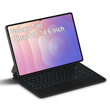 Load image into Gallery viewer, ProElite Magnetic Bluetooth TouchPad Keyboard case for Samsung Galaxy Tab S11 Ultra 14.6 inch Tablet, Floating Cantilever Design, Keyboard with Built-in Colourful Backlit, Black
