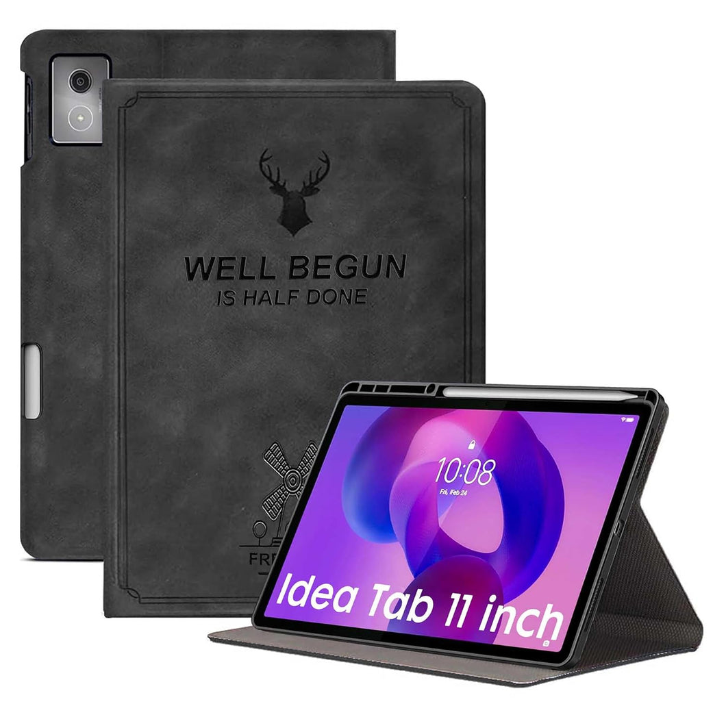 ProElite Case Cover for Lenovo idea Tab 11 inch 2025 Case, Deer Flip case Cover for Lenovo idea Tab 11 inch 2025 Case with Pen Holder [Auto Sleep Wake Feature], Black
