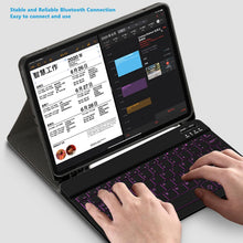 Load image into Gallery viewer, ProElite Ultra-Slim Bluetooth Keyboard Upto 11.5 inch Portable Mini Wireless Rechargeable Keyboard for Apple iPad, iPhone, Samsung/Lenovo Tablets, iPadOS/iOS/Android Built-in 7-Colors Backlit, Black
