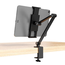 Load image into Gallery viewer, ProElite Foldable Adjustable 360 Degree Aluminum Desk Holder Tablet Stand for Apple iPad, iPhones, Galaxy Tab, Xiaomi Pad, Redmi Pad, Realme, Oneplus Pad,Lenovo Tab, Kindle Upto 12.9 inch, Space Grey
