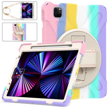 Load image into Gallery viewer, ProElite Rugged 3 Layer Armor case cover for Apple iPad Air 11 M3/M2 , iPad Air 5th/4th Gen 10.9 inch with Hand Grip, Pencil holder and Rotating KickStand, Rainbow
