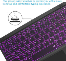 Load image into Gallery viewer, ProElite Ultra-Slim Bluetooth TouchPad Keyboard Upto 11.5 inch Portable Wireless Rechargeable Keyboard for Apple iPad, iPhone, Samsung/Lenovo Tablets, iPadOS/Android Built-in 7-Colors Backlit, Black
