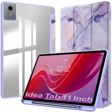 Load image into Gallery viewer, ProElite Cover for Lenovo idea Tab 11 inch 2025, Smart Flip Case Cover for Lenovo idea Tab 11 inch 2025 with Pen Holder, Marble Purple [Transparent Back]
