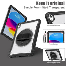 Load image into Gallery viewer, ProElite Cover for iPad (A16) 11th/10th Gen (2025/2022) Case, Rugged Shockproof Armor case for iPad 11th/10th Gen with Hand Grip and Rotating Kickstand (Transparent Back) with Should Strap, Black
