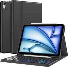 Load image into Gallery viewer, ProElite Detachable Wireless Bluetooth Keyboard case Cover for Apple iPad Air 11 inch 2024 M2, Pro 11 4th/3rd Gen 2022/2021 &amp; iPad Air 5th/4th Gen 10.9 inch with Pencil Holder, Black
