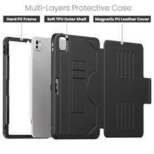 Load image into Gallery viewer, ProElite Case Cover for iPad Pro 11 2024 M4, Smart Magnetic Shockproof Protective Case for Apple iPad Pro 11 2024 M4 5 Stable Stands with Pencil Holder, Black
