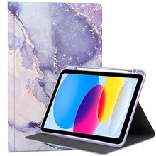 Load image into Gallery viewer, ProElite Book Cover Case for Apple iPad (A16) 11th/10th Generation (2025/2022) Cover, Smart Flip Case Book Cover for Apple iPad 11th/10th 2025/2022 Generation with Pencil Holder, Marble Purple

