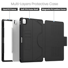 Load image into Gallery viewer, ProElite Case Cover for iPad Pro 13 2024 M4, Smart Magnetic Shockproof Protective Case for Apple iPad Pro 13 2024 M4 5 Stable Stands with Pencil Holder, Black
