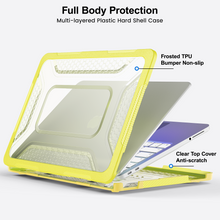 Load image into Gallery viewer, ProElite Transparent Case for MacBook Neo 13 inch 2026 Model Touch ID, Heavy Duty Honeycomb Hard Shell with Slim TPU Bumper and Fold Kickstand, Yellow
