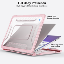 Load image into Gallery viewer, ProElite Transparent Case for MacBook Neo 13 inch 2026 Model Touch ID, Heavy Duty Honeycomb Hard Shell with Slim TPU Bumper and Fold Kickstand, Pink

