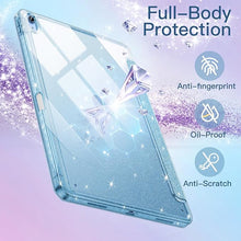 Load image into Gallery viewer, ProElite Case Cover for Apple iPad (A16) 11th/10th Generation (2025/2022), Transparent case Cover with Pencil Holder for iPad 11th/10th Gen 2025/2022, Glittering Light Blue

