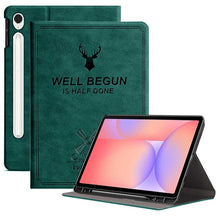 Load image into Gallery viewer, ProElite Case Cover for Samsung Galaxy Tab S10 Lite 10.9"/ Tab S9 FE 10.9 inch/Tab S10 FE/Tab S9 11" Case, Deer Flip case Cover with S Pen Holder, Dark Green
