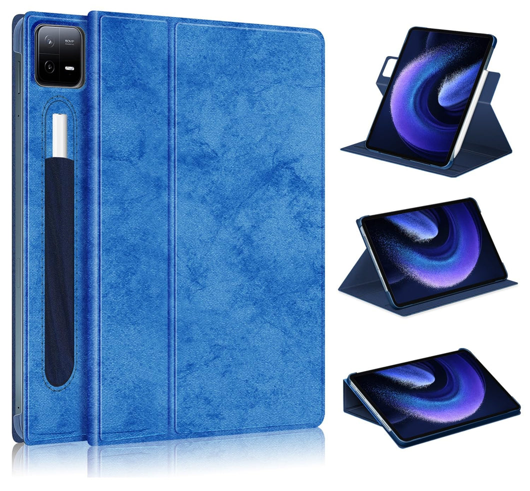 ProElite for Xiaomi Mi Pad 6 case Cover, Smart Rotatable Flip Case for Xiaomi Mi Pad 6 11 inch with Pen Holder, Dark Blue