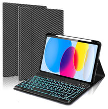 Load image into Gallery viewer, ProElite Keyboard case for Apple iPad (A16) 11th/10th Gen 2025/2022 with Pen Holder, Magnetic Detachable Wireless Bluetooth Keyboard (Built-in 7-Colors Backlit), Carbon Black
