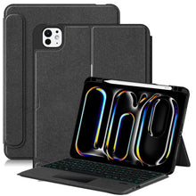 Load image into Gallery viewer, ProElite Wireless Bluetooth TouchPad Keyboard Case for iPad Pro 11 inch M4/M5 2024/2025, Magnetic Detachable Wireless TouchPad Keyboard Case with Apple Pencil Holder &amp; Built-in 7-Colors Backlit, Black
