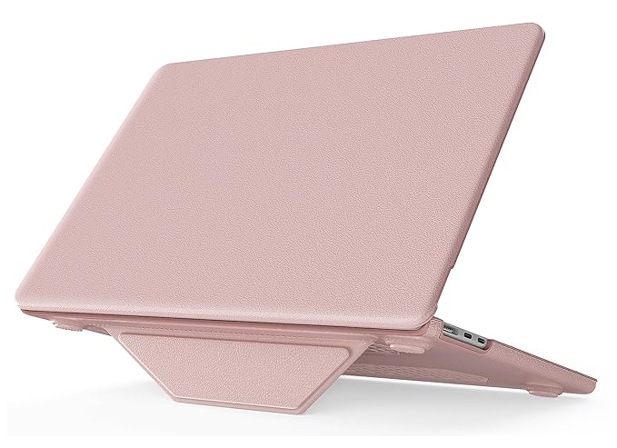 ProElite Case for MacBook Air 15 Case 2023 2024 2025 Release M4 M3 A3114 M2 A2941 with Touch ID, Slim Leather case with Foldable stand, Pink