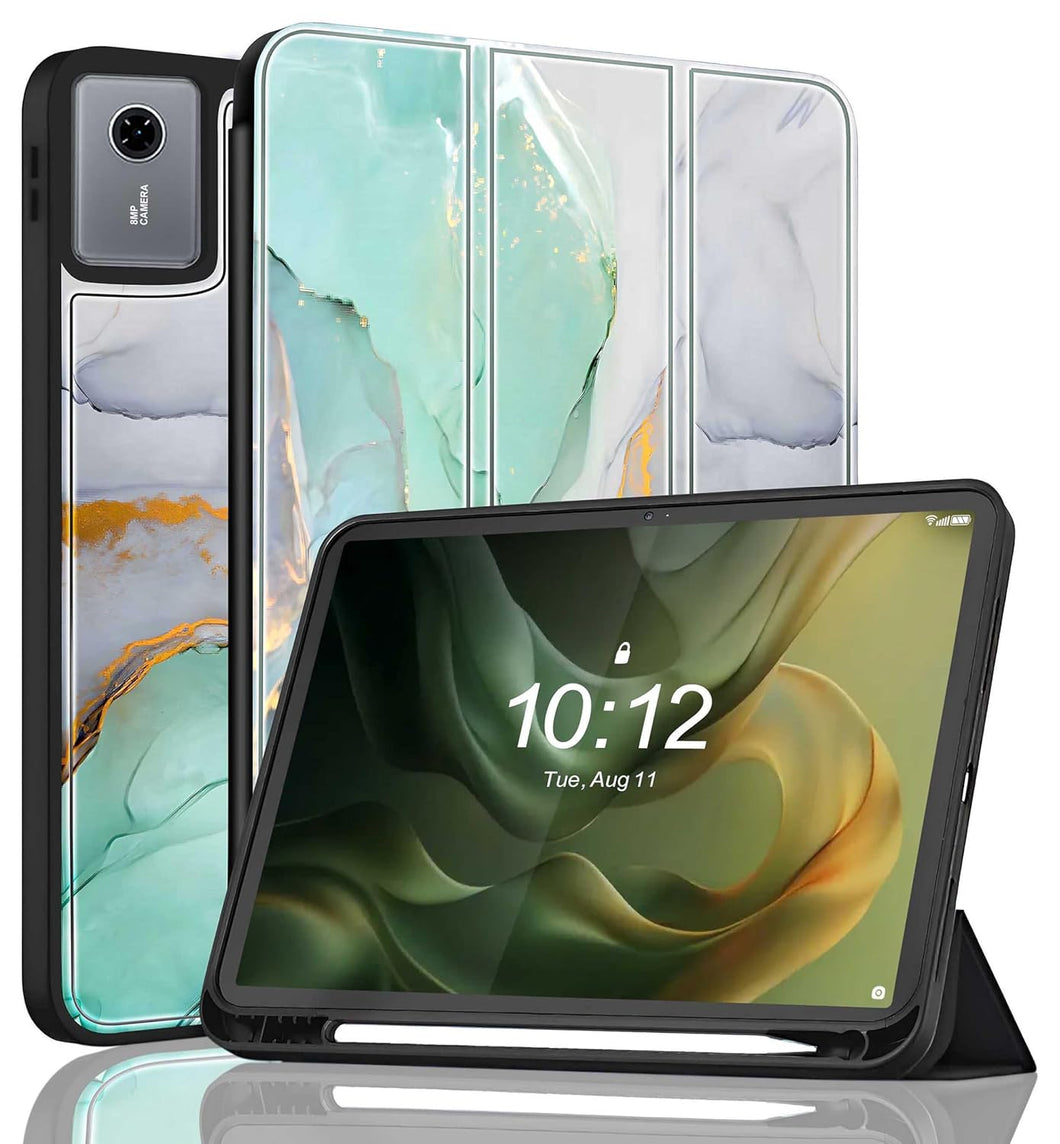 ProElite Cover for Motorola Pad 60 Neo 11 inch 2025 case Cover, Soft Flexible Flip Case Cover for Motorola Pad 60 Neo 11 inch 2025 with Pen Holder [Recoil Series] - Marble Green