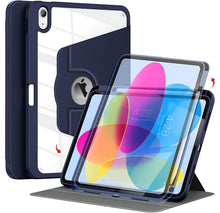 Load image into Gallery viewer, ProElite for Apple iPad (A16) 11th/10th Generation (2025/2022) case Cover, 360 Degree Rotatable Smart Flip Cover for Apple iPad 11th/10th Gen, Transparent Back with Pencil Holder, Dark Blue
