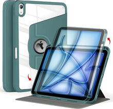 Load image into Gallery viewer, ProElite for iPad Air 11 inch M4/M3/M2, Air 5th/4th Gen 10.9" &amp; Pro 11 inch 2022 4th/3rd Gen case Cover, 360 Degree Rotatable Smart Flip Cover Transparent Back with Pencil Holder, Dark Green

