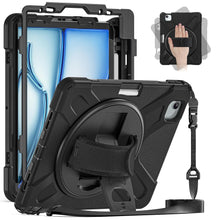 Load image into Gallery viewer, ProElite Cover for Apple iPad Air 13 inch M3/M2 2025/2024 Case, Rugged 3 Layer Armor case for Apple iPad Air 13 M3/M2 2025/2024 with Apple Pencil Holder, Hand Grip and Rotating Kickstand, Black
