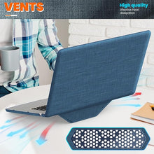 Load image into Gallery viewer, ProElite Case for MacBook Air 15 Case 2023 2024 2025 Release M4 M3 A3114 M2 A2941 with Touch ID, Fabric Material Hard Shell with Slim TPU Bumper and Fold Kickstand, Navy

