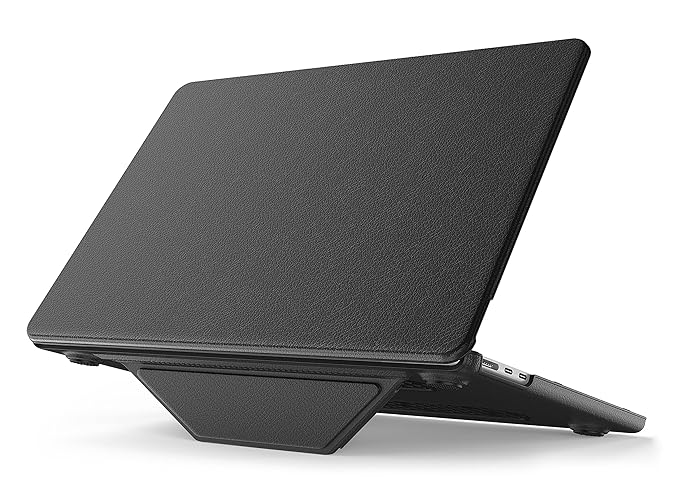 ProElite Case for MacBook Air 15 Case 2023 2024 2025 Release M4 M3 A3114 M2 A2941 with Touch ID, Slim Leather case with Foldable Stand, Black