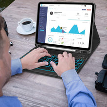 Load image into Gallery viewer, {Refurbished} ProElite Keyboard case for iPad Air 11 M3/M2 2025/2024/Pro 11&quot; 4th/3rd Gen &amp; Air 5th/4th Gen 10.9&quot; with Pencil Holder, Magnetic Detachable Wireless Bluetooth Keyboard Built-in 7-Colors Backlit, Black

