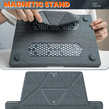 Load image into Gallery viewer, ProElite Case for MacBook Air 15 Case 2023 2024 2025 Release M4 M3 A3114 M2 A2941 with Touch ID, Fabric Material Hard Shell with Slim TPU Bumper and Fold Kickstand, Grey
