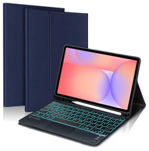 Load image into Gallery viewer, ProElite TouchPad Keyboard case for Galaxy Tab S10 Lite/S9 FE/S10 FE 10.9&quot;/S9 11&quot; with S Pen Holder, Magnetic Detachable Wireless Bluetooth TouchPad Keyboard Built-in 7-Colors Backlit, Dark Blue
