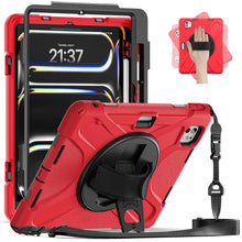 Load image into Gallery viewer, ProElite Cover for Apple iPad Pro 11 inch 2024 Case, Rugged 3 Layer Armor case Cover for iPad Pro 11 inch M4 2024 with Apple Pencil Holder, Shoulder Strap and Kickstand, Red
