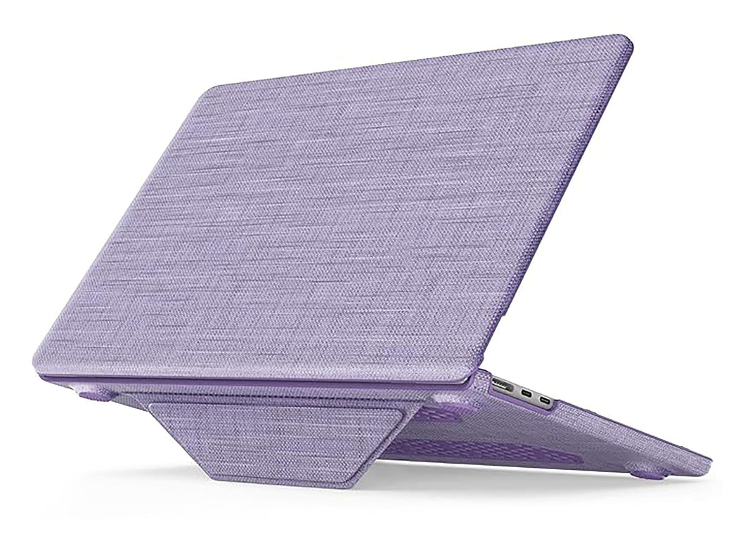 ProElite Case for MacBook Air 13.6 inch Case 2022 2023 2024 2025 Release M4/M3 A3113 M2 A2681 with Touch ID, Fabric Material Hard Shell with Slim TPU Bumper and Fold Kickstand, Purple