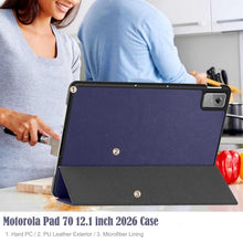 Load image into Gallery viewer, ProElite Case Cover for Motorola Pad 70 12.1 inch 2026 Case, Slim Trifold Flip case Cover for Moto Pad 70 12.1 inch 2026 Tablet [Auto Sleep Wake Feature], Dark Blue
