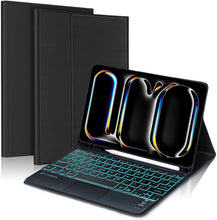 Load image into Gallery viewer, ProElite TouchPad Keyboard case for Apple iPad Pro 13 inch 2024 M4 with Pencil Holder, Magnetic Detachable TouchPad Bluetooth Keyboard Built-in 7-Colors Backlit, Black
