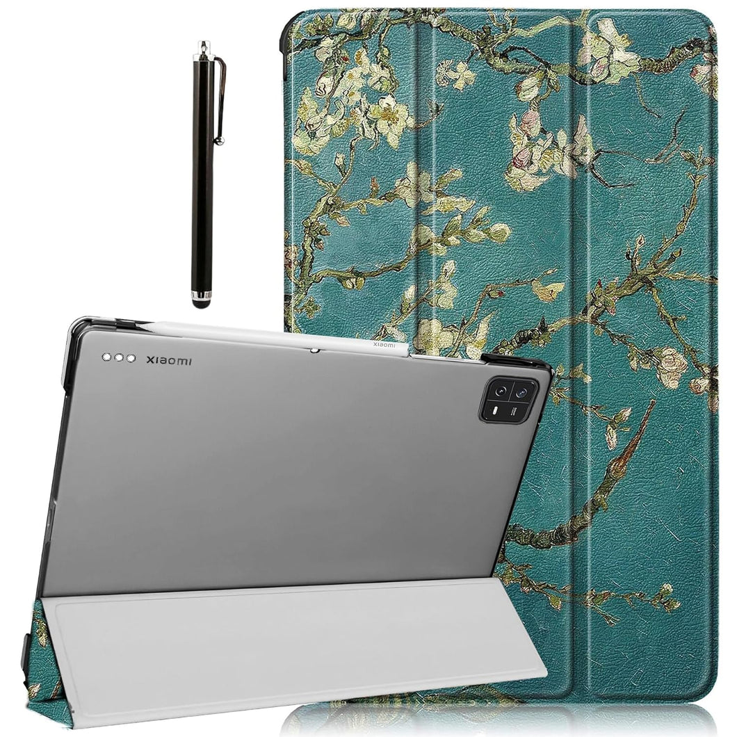 ProElite Cover for Xiaomi Mi Pad 6 Case Cover 11 inch Flip Stand Cover with Transparent Back & Stylus Pen [Auto Sleep Wake Support], Flowers