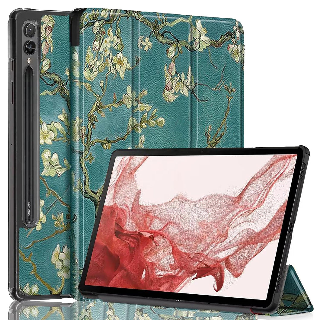 ProElite Cover for Samsung Galaxy Tab S9 FE+/S9 Plus/S10+ 12.4 inch Case, Smart Trifold Flip case Cover for Galaxy Tab S9 FE Plus/S9 Plus/S10+ 12.4 inch Support S Pen Magnetic Attachment, Flowers