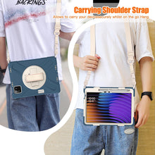Load image into Gallery viewer, ProElite Cover for Xiaomi Mi Pad 7/7 Pro 11.2 inch Case, Rugged 3 Layer Armor case for Xiaomi Mi Pad 7/7 Pro with Hand Grip and Rotating Kickstand with Shoulder Strap &amp; Pen Holder, Cornflower Blue
