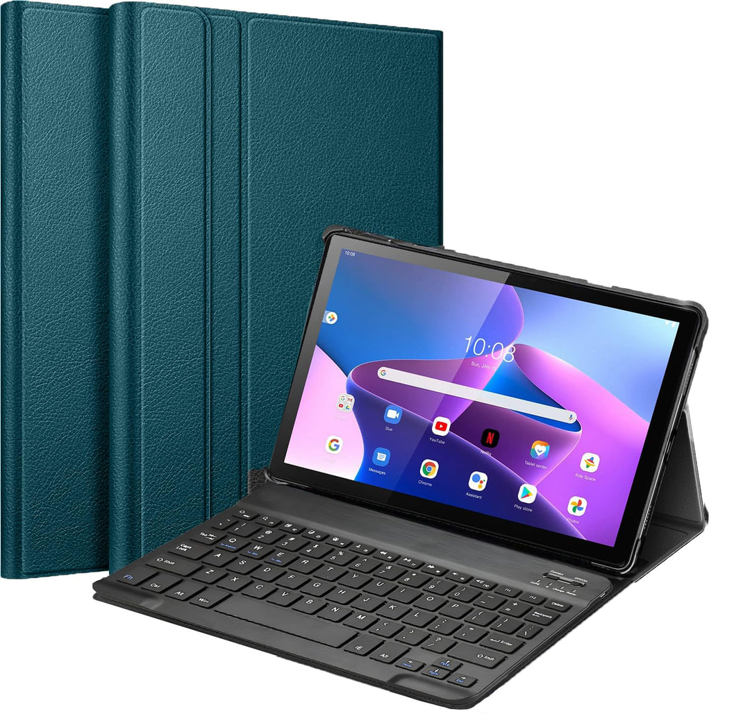 ProElite Detachable Wireless Bluetooth Keyboard flip case Cover for Lenovo Tab M10 FHD Plus 3rd Gen 10.6 inch Tablet (Will Not Fit M10 5G Model), Dark Green