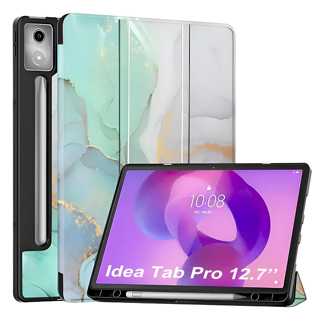 ProElite Cover for Lenovo Idea Tab Pro 12.7 inch 2025 case Cover, Soft Flexible Flip Case Cover for Lenovo Idea Tab Pro 12.7 inch 2025 [Recoil Series] - Marble Green