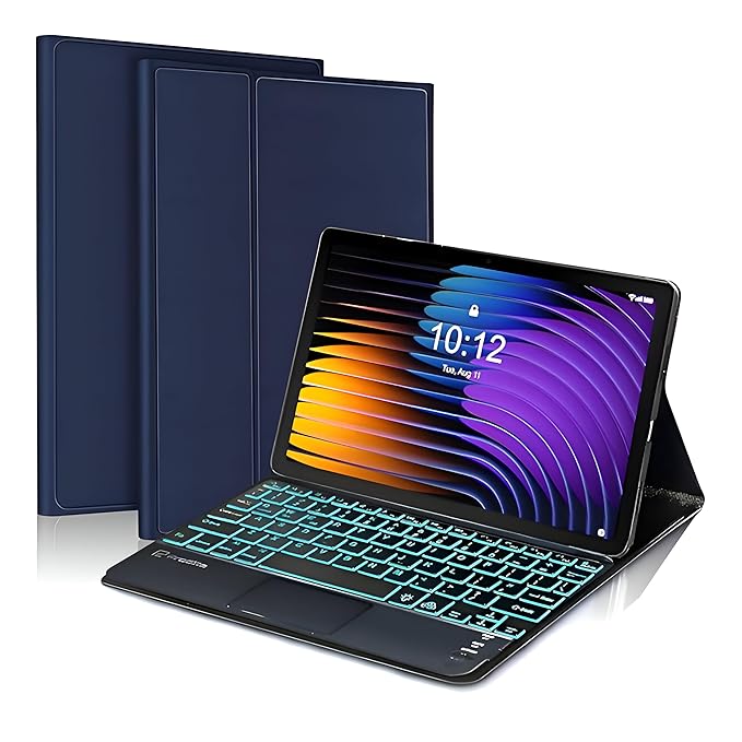 ProElite TouchPad Keyboard case for Xiaomi Mi Pad 7/7 Pro 11.2 inch, Magnetic Detachable Wireless Bluetooth TouchPad Keyboard Mi Pad 7/7 Pro 11.2 inch with Built-in 7-Colors Backlit, Dark Blue