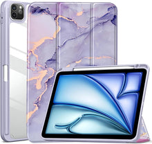 Load image into Gallery viewer, ProElite Case for iPad Air 11 Inch M3/M2 2025/2024, iPad Air 10.9 inch 5th/4th Gen &amp; iPad Pro 11 inch 4th/3rd Gen 2022 case Cover, Transparent Smart Flip Cover with Pencil Holder, Marble Purple
