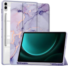 Load image into Gallery viewer, ProElite Cover for Samsung Galaxy Tab S9 FE Plus/S9 Plus/S10+ 12.4 inch Case, Smart Flip Case Cover for Galaxy Tab S9 FE+/S9 Plus/S10+ 12.4 inch with S Pen Holder, Marble Purple [Transparent Back]
