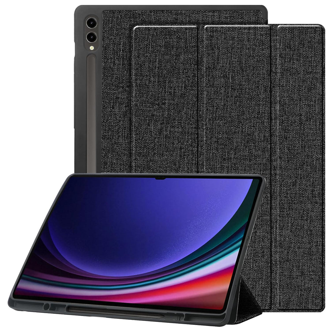 ProElite Cover for Samsung Galaxy Tab S9 Plus Cover Case, PU Smart Flip case Cover for Samsung Galaxy Tab S9 Plus 12.4 inch with S Pen Holder, Black