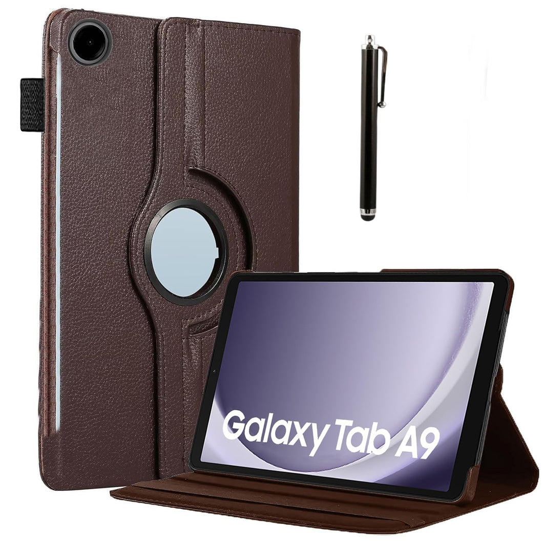 ProElite Cover for Galaxy Tab A9 8.7 inch Case Cover, 360 Rotatable Smart Flip Case Cover for Galaxy Tab A9 8.7 inch Tablet with Stylus Pen, Brown