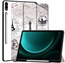 Load image into Gallery viewer, ProElite Cover for Samsung Galaxy Tab S9 FE Plus/S9 Plus/S10+ 12.4 inch Case, Smart Flip Case Cover for Samsung Galaxy Tab S9 FE+/S9 Plus/S10+ 12.4 inch with S Pen Holder, Eiffel [Transparent Back]
