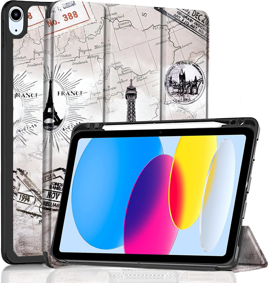 ProElite Case Cover for Apple iPad (A16) 11th/10th Generation (2025/2022), Smart Case for iPad 11th/10th Gen [Auto Sleep/Wake Cover] [Pencil Holder] [Soft Flexible Case] Recoil Series - Eiffel